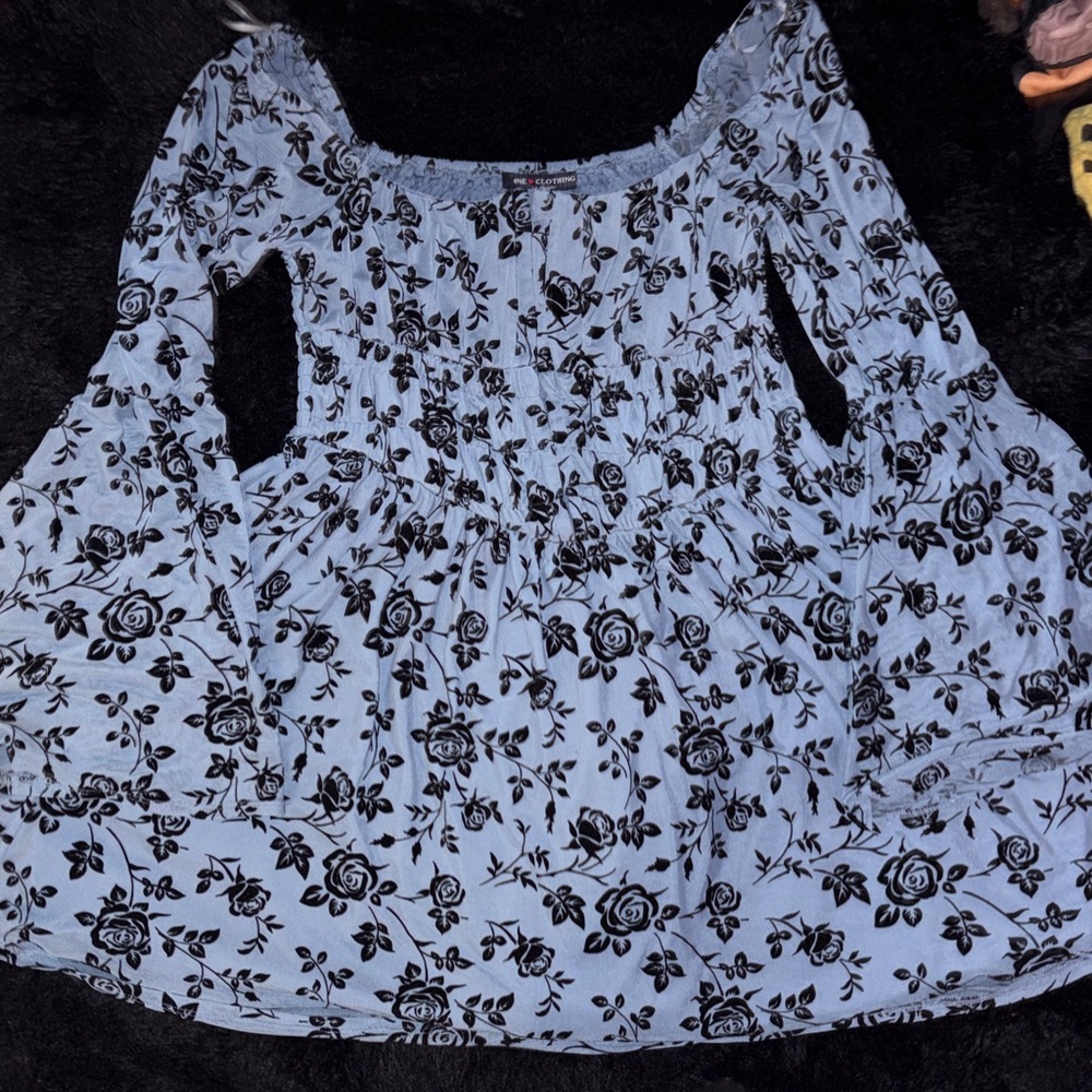 Floral Black and White Midi Dress